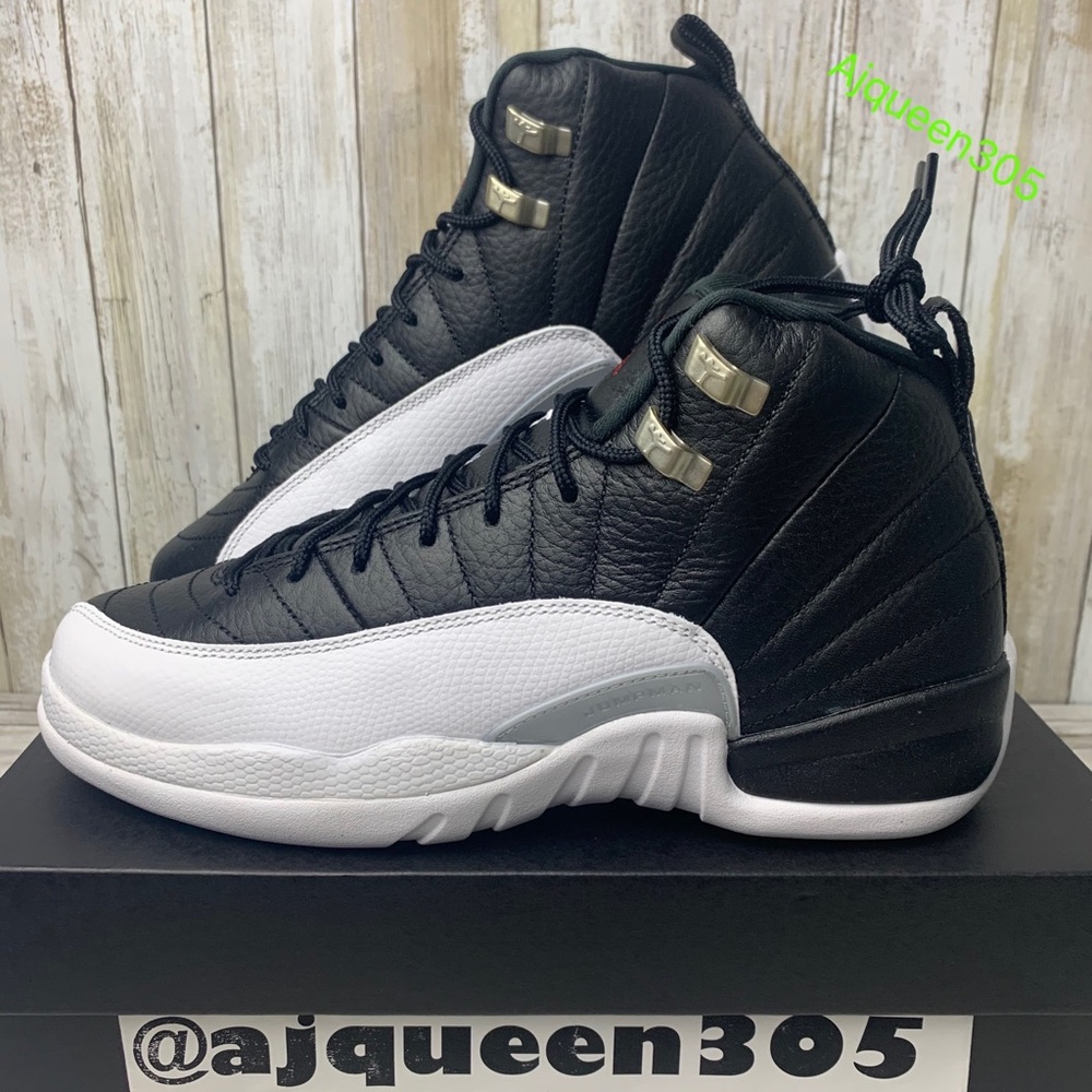 Air Jordan 12 Retro Black White Silver GS